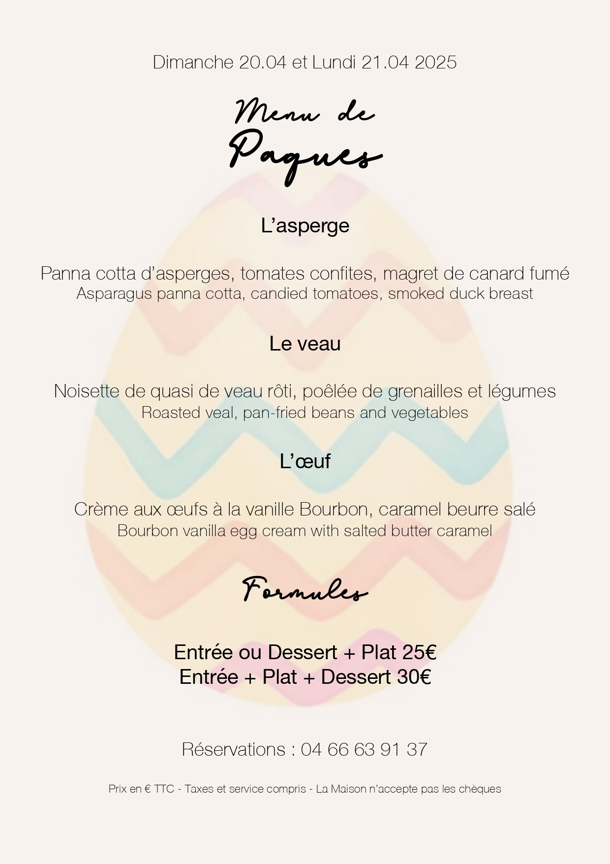 menu paques resto